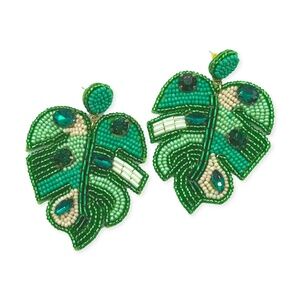 Brand New Leaf Beaded Earrings